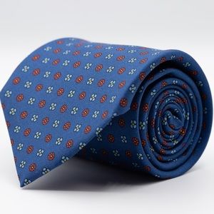 Made In Italy- Navy Floral Print Handmade Silk Tie